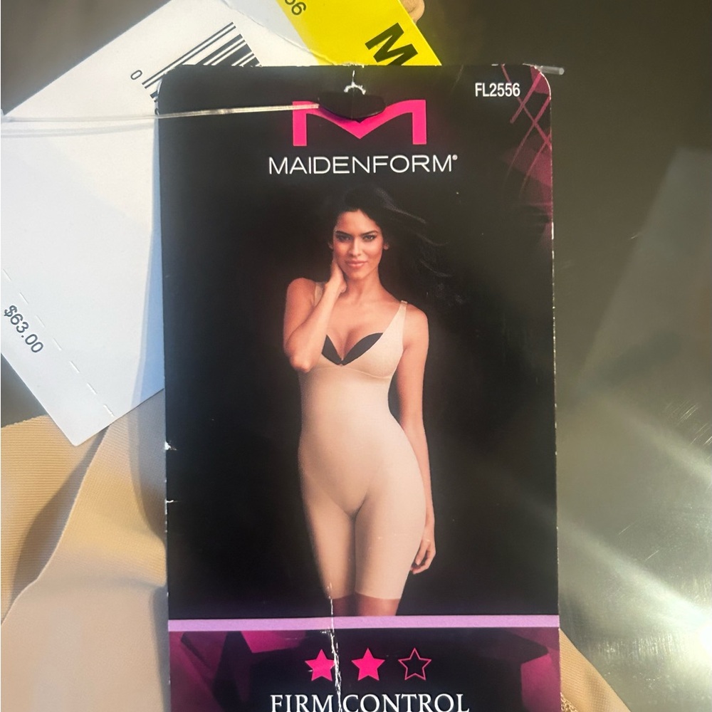Maiden form Women’s Shapewear Open Bust Wear Your Own Bra Mid Thigh Bodysuit